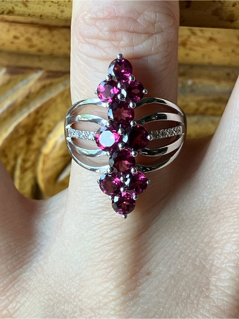 Natural Raspberry Garnet Sterling Silver Ring Size 6